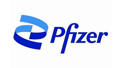 A blue and white logo of pfizer.